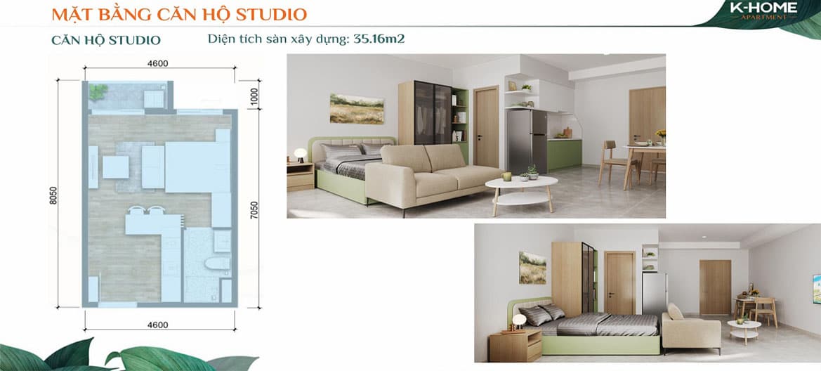 mặt bằng căn hộ studio