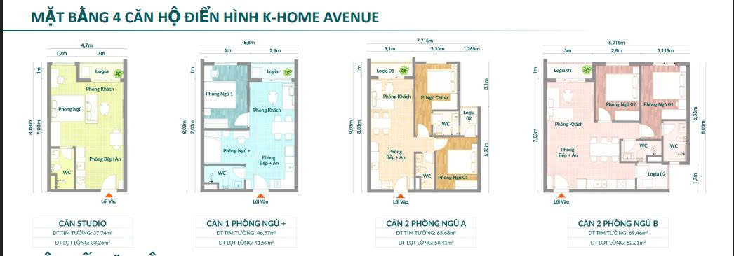 mặt bằng bố trí căn hộ k home avenue